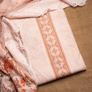 Soft Orange Floral Paisley Cotton Suit