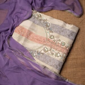 Beige × Dusty Lavender with Lavender Dupatta
